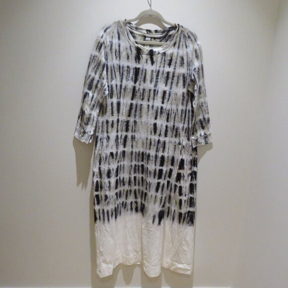 GILDA MIDANI Maria Maxi Dress in Black White Tie Dye Lagenlook Artsy Boho NWT - Picture 2 of 15